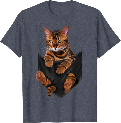 Vista 100 de Camiseta de bolsillo con estampado de tigre y gato Negro