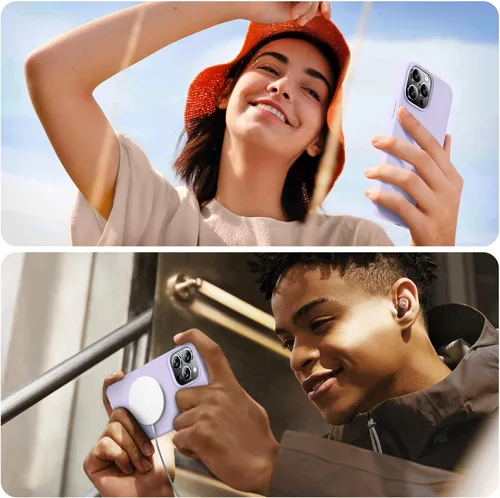 Vista 6 de RIZUS - Funda de silicona magnética para iPhone 13 Pro Max [compatible con MagSafe], funda delgada con forro de microfibra antiarañazos, a prueba