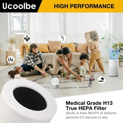 Vista 4 de Paquete de 2 mini filtros de repuesto para mini purificadores de aire LEVOIT Core, repuesto de filtro HEPA H13, filtro de alta eficiencia 3 en 1