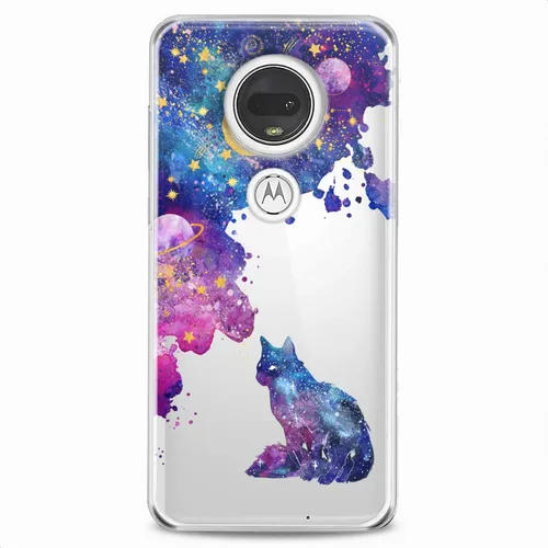 Vista 6 de Funda de TPU compatible con Motorola G9 G8 Plus G7 E20 P40 Z4 Edge 20 G22 Stylus Galaxy suave colorido patrón abstracto púrpura estrellas claro gato