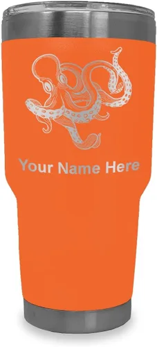 Vista 16 de LaserGram Vaso aislado al vacío de 20 onzas, Kraken, grabado personalizado incluido (negro)