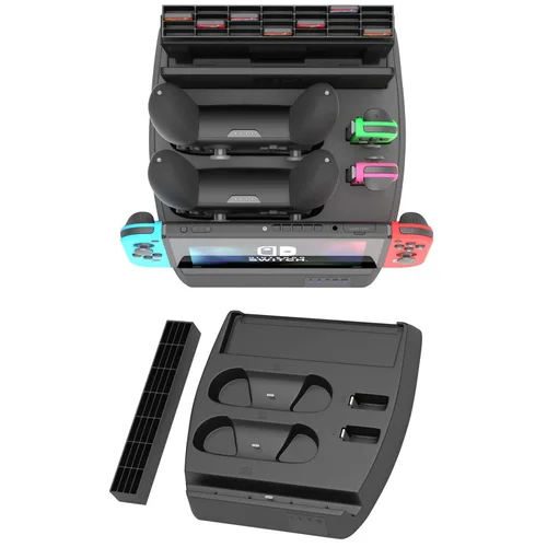 Vista 4 de Skywin Switch Charging Dock - Charging Dock and Game Holder for Switch Console, Joy-Con Controllers, Switch Pro Controllers, Charging Base and Up to