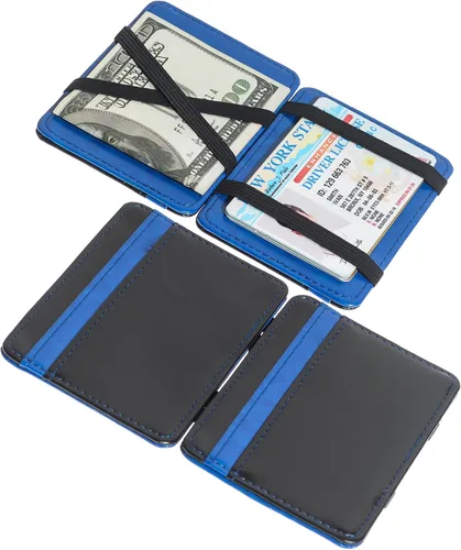 Vista 4 de Cartera delgada minimalista de cuero con clip mágico para hombre