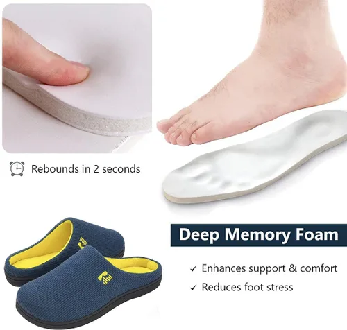 Vista 4 de Pantuflas RockDove para hombre de espuma viscoelástica, dos tonos