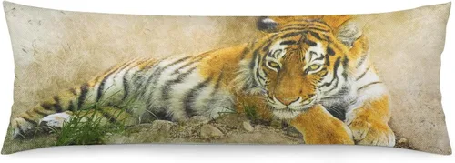 Vista 17 de Funda de almohada corporal, funda de almohada extra grande con cara de animal y gato grande, diseño de animal salvaje, funda de almohada corporal
