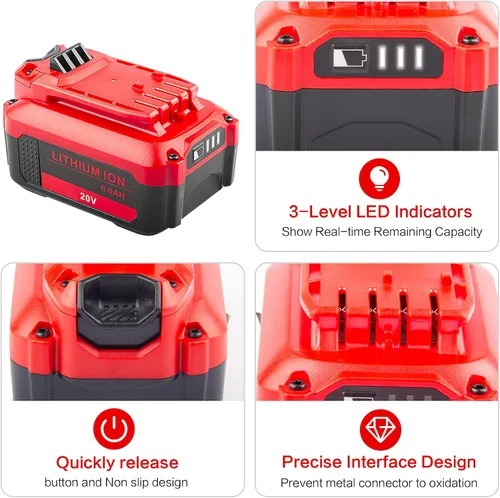 Vista 4 de Labtec Batería de repuesto CMCB205 de 20 V 6000 mAh para Craftsman 20V Batería CMCB204 CMCB202 CMCB201 CMCS500B CMCD700C1 Herramienta inalámbrica