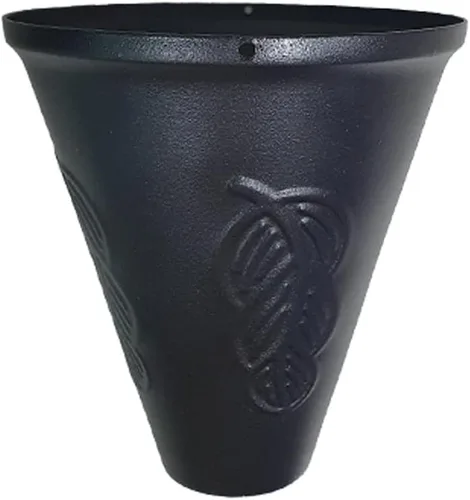 Vista 2 de Cadena de lluvia de hierro cono de 8.5 pies para canaletas y barril de lluvia+adaptador, negro