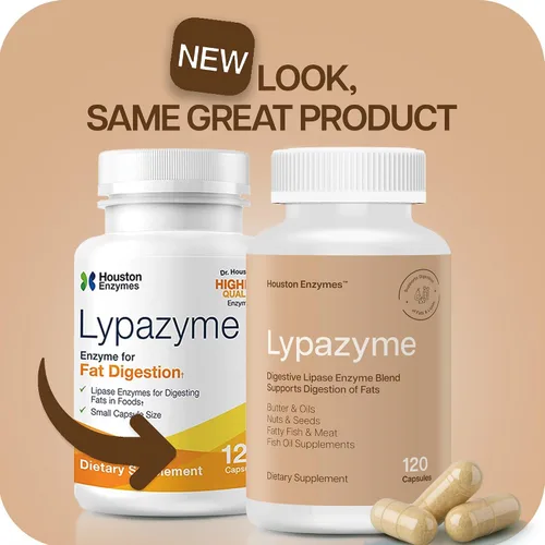 Vista 5 de Houston Enzymes Lypazyme - 120 cápsulas - Formulado profesionalmente con 3 enzimas lipasa diferentes - Apoya la descomposición completa