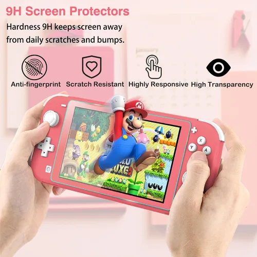 Vista 6 de TIKOdirect Carrying Case for Nintendo Switch lite, Shockproof Portable Travel Bag with Glitter Galaxy case, Screen Protectors and Cute Leaf Thumb