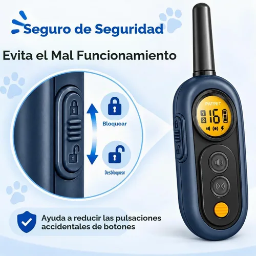 Vista 5 de PATPET Collar de entrenamiento para perros con control remoto, collar de choque impermeable IPX7 de 2000 pies, 4 modos