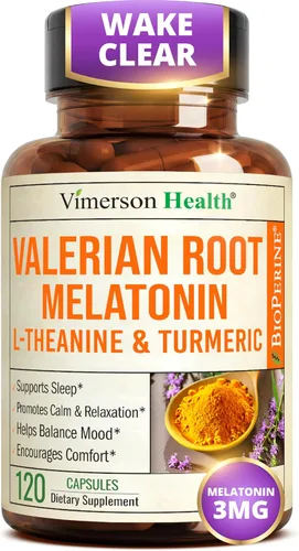 Vista 10 de Cúrcuma y melatonina, raíz de valeriana, jengibre, canela, L-teanina y BioPerine de pimienta negra, relaja y adormece, reduce inflamación y dolor