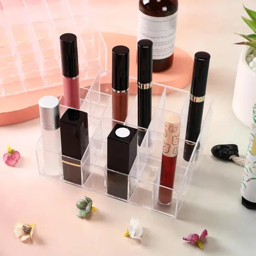 Vista 7 de Macarrie 4 piezas organizador de lápiz labial 24 ranuras acrílico lápiz labial maquillaje caja de almacenamiento para Rollerball Perfume