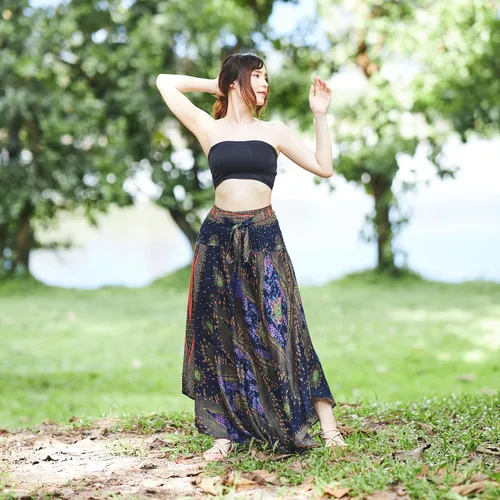 Vista 4 de Lannaclothesdesign - Falda larga para mujer de estilo bohemio, gitano, hippie, ropa de falda boho