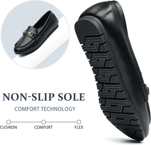 Vista 6 de Women's Wide Casual Comfort Loafers Slip on Flat Shoes Women's Penny Loafers with Arch Support Women Dressy Buckle Moccasions