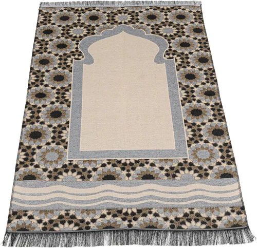 Vista 3 de Oración islámica Mat Thin Namaz sajjadah musulmán janamaz chenilla, Tulip