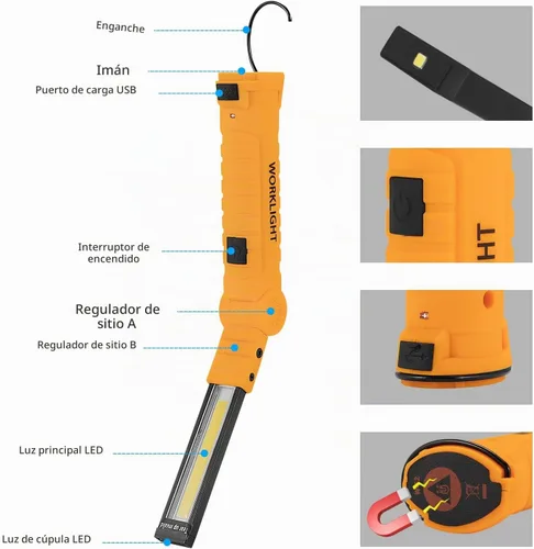 Vista 2 de Lmaytech Regalos de herramientas para hombres, luces LED recargables de trabajo, paquete de 2, base magnética, regalos de Navidad para él, papá