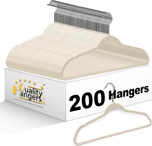 Vista 10 de Quality Hangers Paquete de múltiples perchas de plástico delgadas para ropa, perchas resistentes sin terciopelo rosa con gancho cromado giratorio
