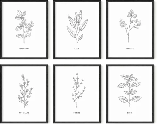 Vista 32 de HAUS AND HUES Pósteres florales y de plantas, juego de 6 impresiones botánicas, arte de pared de flores y plantas, decoración botánica