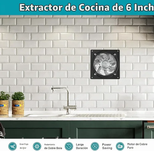 Vista 6 de HG Power Ventilador de escape de 15.2 cm con interruptor, potente ventilador de escape de cocina con amortiguador, ventiladores de escape de ventana