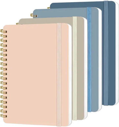 Vista 11 de 4 Pz Cuaderno en Espiral, Cuaderno Diario en Espiral, Cuadernos para Trabajo, Toma de Notas, Escuela, Cuadernos Pequeños con Correa, Cuadernos Negro