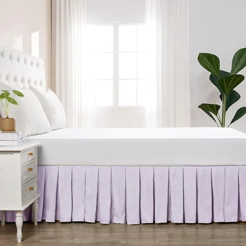 Vista 3 de Home Soft Things Falda de cama clásica de microfibra con volantes, diseño elegante de microfibra sólida envolvente con caída de 14 pulgadas, ropa