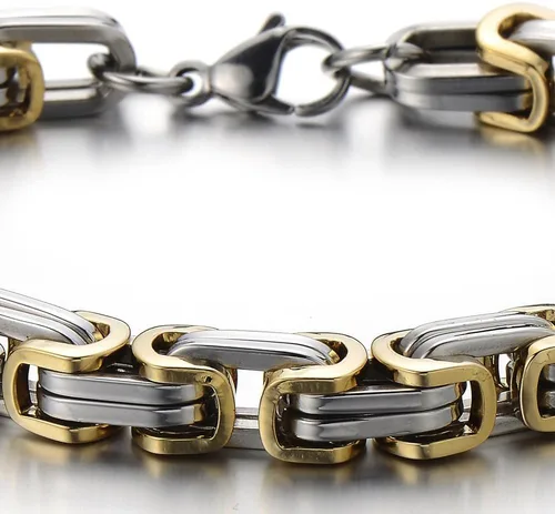 Vista 2 de COOLSTEELANDBEYOND Pulsera de eslabones trenzados de acero inoxidable para hombre y mujer pulida