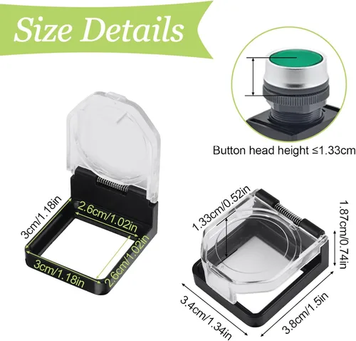 Vista 2 de 4 protectores de plástico transparente para interruptor de botón, a prueba de polvo, pomo de parada de emergencia para botón de encendido de 0.866