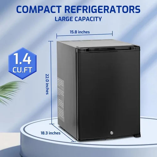 Vista 3 de Smad - Refrigerador compacto de 1.4 pies cúbicos, mini refrigerador con cerradura, refrigerador de 12V para vehículos recreativos, refrigerador de 2