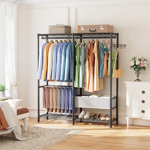 Vista 7 de Golpart Armario de metal resistente con estantes de alambre ajustables Closet Organizers and Storage Clothing Rack Metal System Freestanding