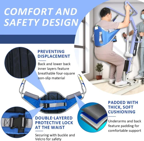 Vista 4 de EZ Assistive Asistencia para sentarse a ponerse de pie y soporte acolchado con soporte para la espalda, la honda de elevación del paciente funciona