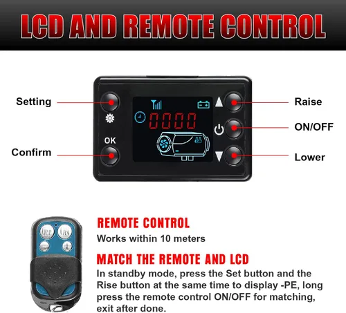 Vista 4 de Calentador de aire diesel de 12 V 8000 W, calentador de estacionamiento todo en uno, calentador diesel, con control remoto/monitor LCD