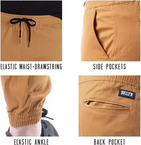 Vista 5 de Brooklyn Athletics - Pantalones de sarga para hombre, ajuste delgado y elástico suave
