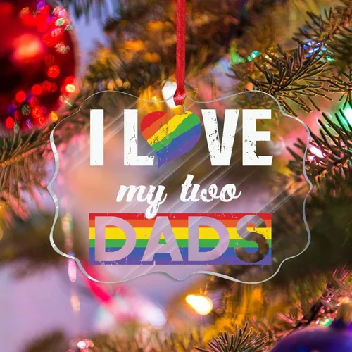Vista 6 de Adorno acrílico de Navidad con texto en inglés "I May Be Straight But I Don't Hate LGBT, decoración de árbol de Navidad, adorno gay para árbol