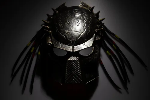 Vista 2 de Máscara de película para depredador, cosplay, casco de juego para hombres, disfraz de Halloween, para adultos y niños