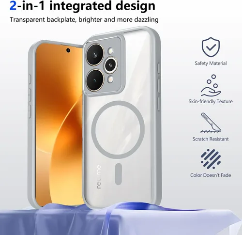 Vista 717 de Funda magnética transparente compatible con Xiaomi 17T, color negro 2 en 1 PC + TPU cubierta de teléfono a prueba de golpes, carcasa protectora