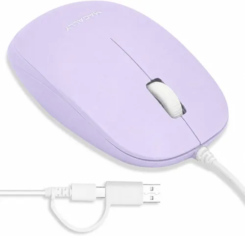 Vista 8 de Macally Ratón USB con cable para Mac y Windows, mouse simple de computadora con cable de 3 botones, diseño de rueda de desplazamiento con cable