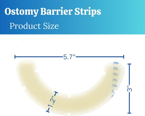 Vista 2 de 40 tiras de barrera para ostomía con huecos, suministros elásticos de urostomía de ileostomía, cintas extensoras de barrera cutánea para bolsas
