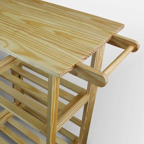 Vista 7 de Casual Home Carrito de cocina natural plegable Trek, 27 pulgadas de ancho (372-30)