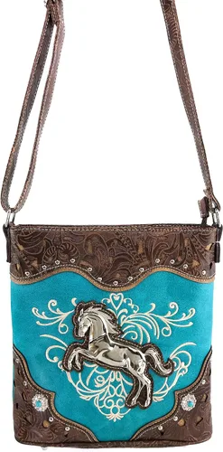 Vista 2 de Zelris Caballo occidental de cría bordado cuero PU oculto llevar mujeres Crossbody bolsa