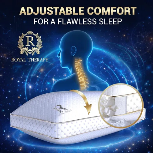 Vista 3 de Royal Therapy - Almohada de espuma viscoelástica Queen, almohada de espuma triturada ajustable sin olor para el alivio del dolor de cuello