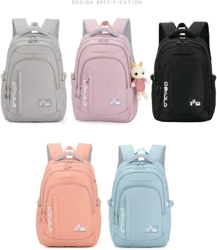 Vista 5 de VIDOSCLA Mochila de primaria para niños, mochila de escuela primaria, mochila para niñas y estudiantes al aire libre, gris, L, Mochilas tipo mochila