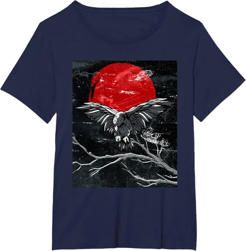 Vista 14 de Red Moon Raven - Camiseta japonesa de cuervo negro, Negro, S