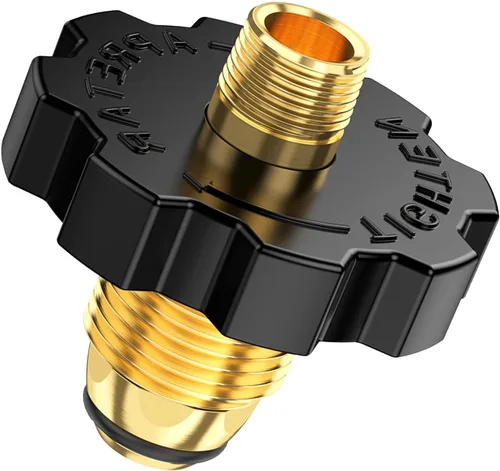 Vista 5 de 1 enchufe adaptador de tanque de gas propano POL con exceso de flujo a rosca macho NPT de 1/4 pulgadas, conector de tanque de propano de 5-100