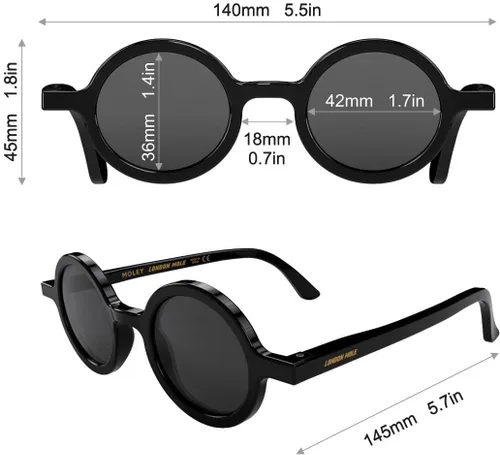 Vista 6 de LONDON MOLE® Gafas de sol Moley Gafas redondas frescas Hombre Mujer Unisex Bisagras de resorte