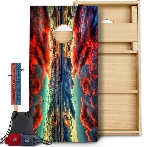 Vista 41 de CornholeGamesUSA Pro - Juego de tablas de Cornhole Fabricado en Estados Unidos Abedul báltico 3/4 Sin rebote Patas triples gruesas Dos 132