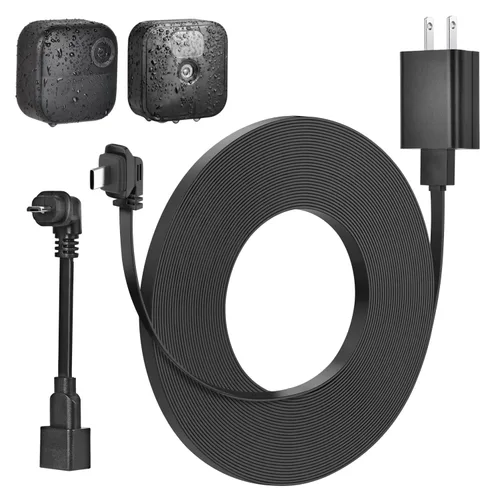 Vista 14 de Cable de alimentación resistente a la intemperie de 30 pies para Blink Outdoor 4 (4.ª generación) y (3ª generación), cable de carga plano