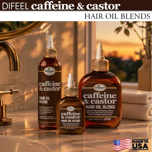 Vista 2 de Difeel - Mezcla de aceite para el cabello con cafeína y ricino, 8 onzas (paquete de 2)