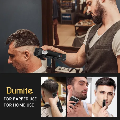 Vista 7 de Dumite Kit de recorte de pelo 4 en 1 para hombres, recortador profesional de hoja en T, afeitadora eléctrica de lámina, recortador de pelo nasal