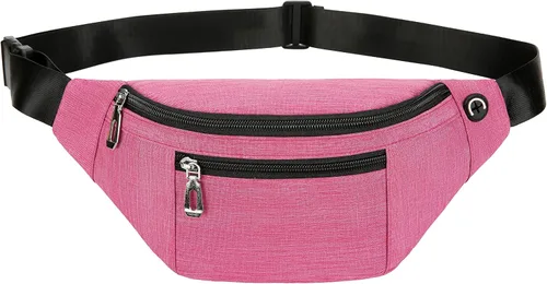 Vista 12 de Riñonera para hombres y mujeres, de moda e impermeable con cinturón ajustable, bolsas de riñonera casuales para correr, deportes, viajes. beige