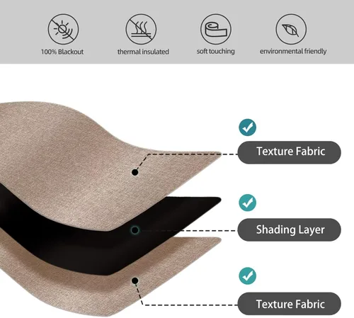 Vista 3 de Persianas enrollables opacas para ventanas, persianas enrollables personalizadas sin cordón con cenefa, protección UV y aislamiento térmico, Caqui